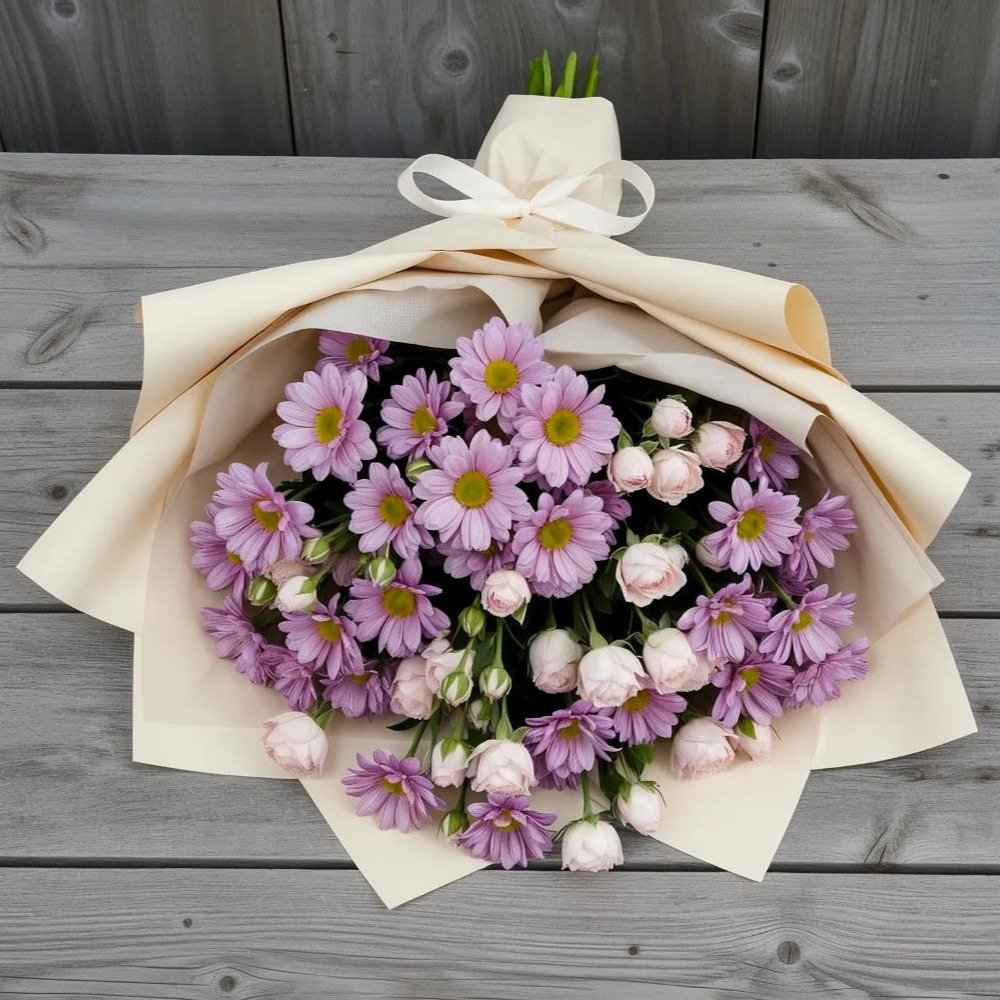 Букет цветов из: Розы и Хризантемы в Приближной