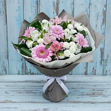 Букет цветов из:  Герберы, Альстромерии и Хризантемы #REPLACE_PRED# Приближной