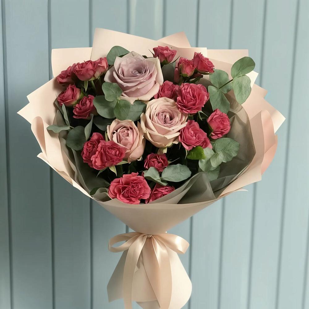 Букет цветов из: Гвоздики и Розы в Приближной