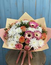 Букет цветов из:  Розы, Герберы и Хризантемы в Приближной