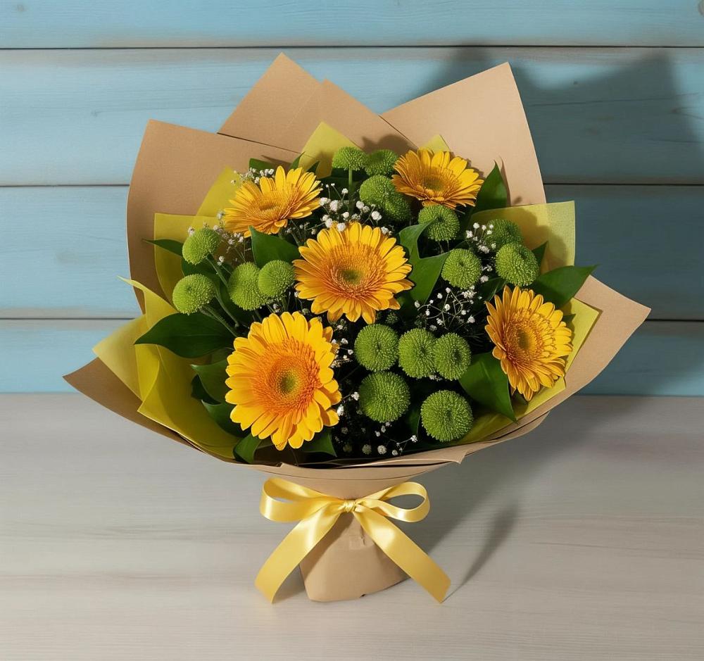 Букет цветов из: Герберы и Хризантемы в Приближной