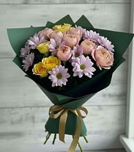 Букет цветов из:  Хризантемы и Розы в Приближной
