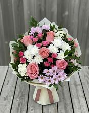 Букет цветов из:  Альстромерии, Гвоздики, Розы и Хризантемы в Приближной