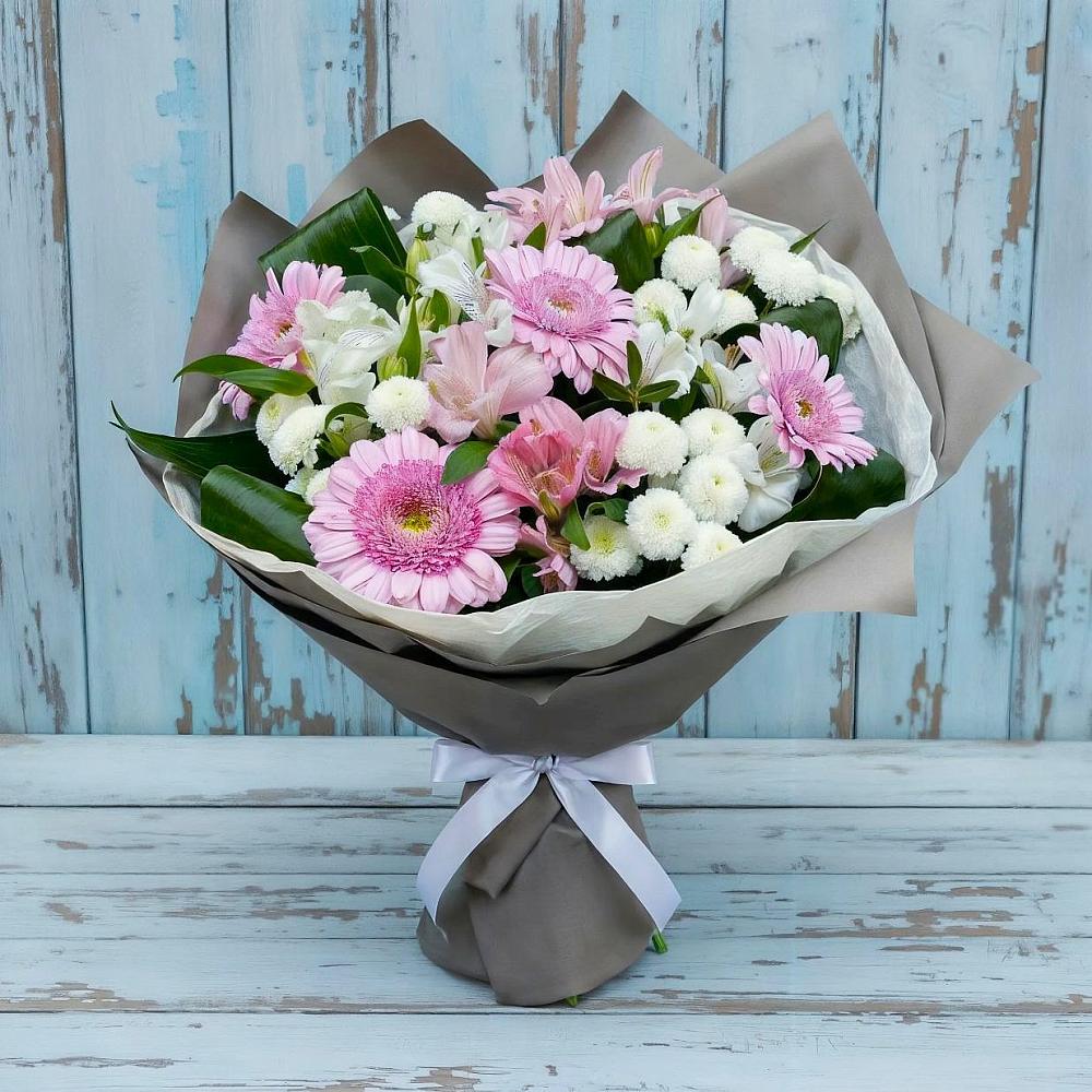 Букет цветов из: Герберы, Альстромерии и Хризантемы в Приближной