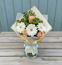 Букет цветов из:  Герберы, Розы и Хризантемы в Приближной
