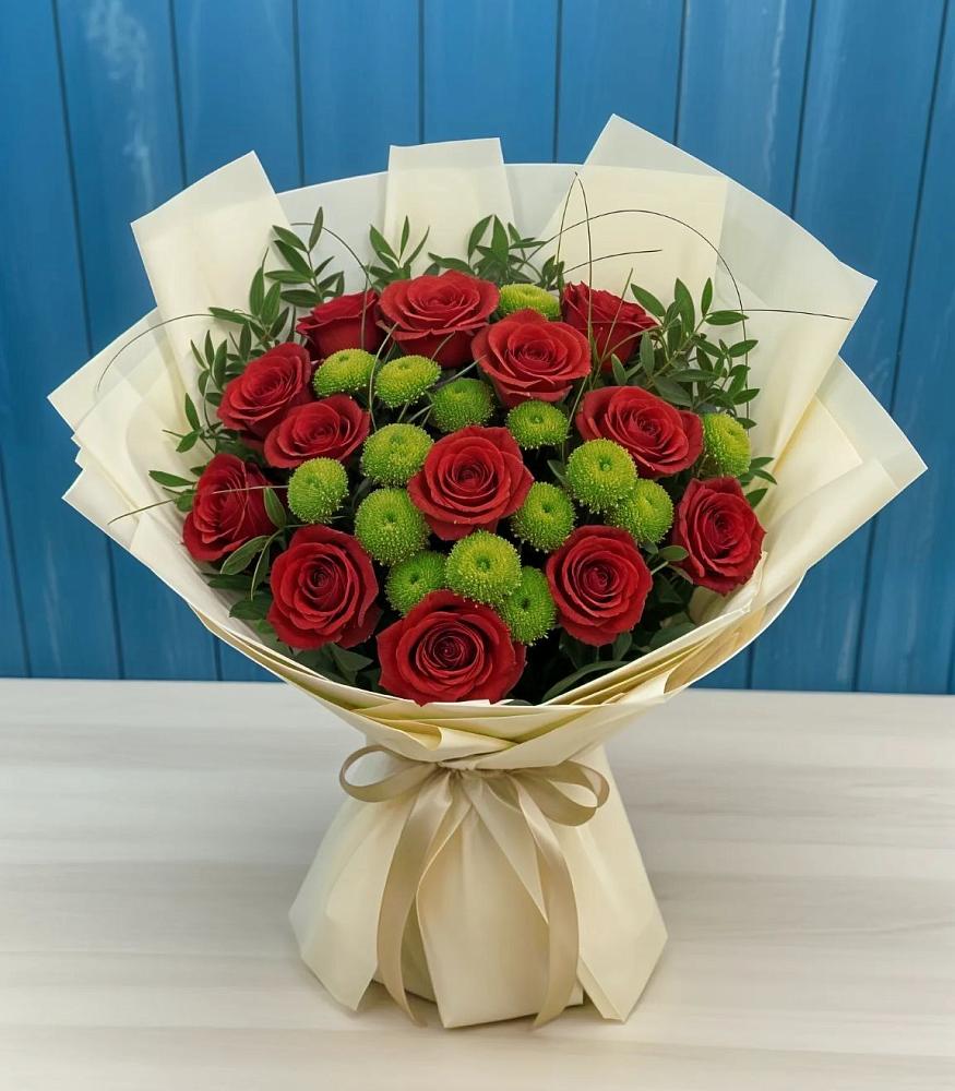 Букет цветов из: Розы и Хризантемы в Приближной