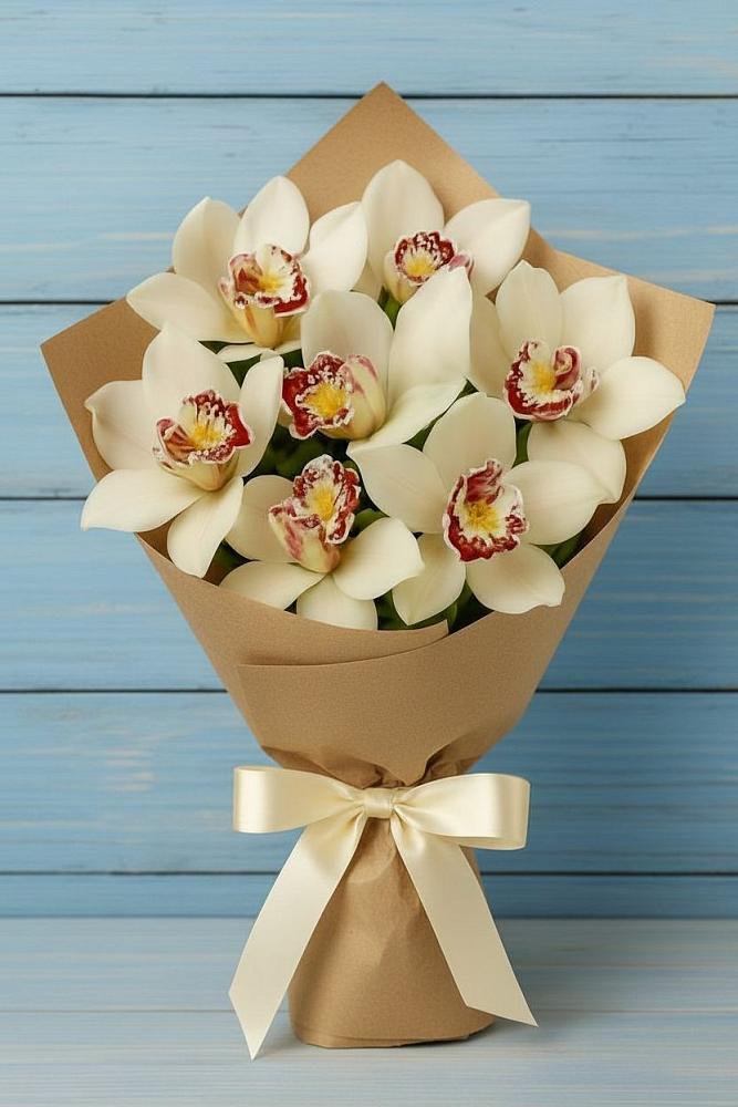 Букет цветов из: Орхидеи и Розы в Приближной