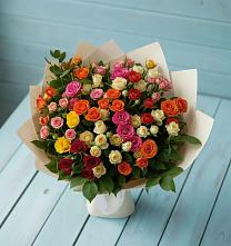 Букет Микс из разноцветных кустовых роз #REPLACE_PRED# Приближной